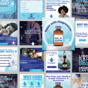 50 Editable Canva Social Media Templates for IV Therapy